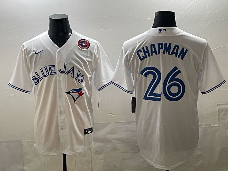 Men 2025 Toronto Blue Jays #26 Chapman White Game Nike MLB Jersey style 02